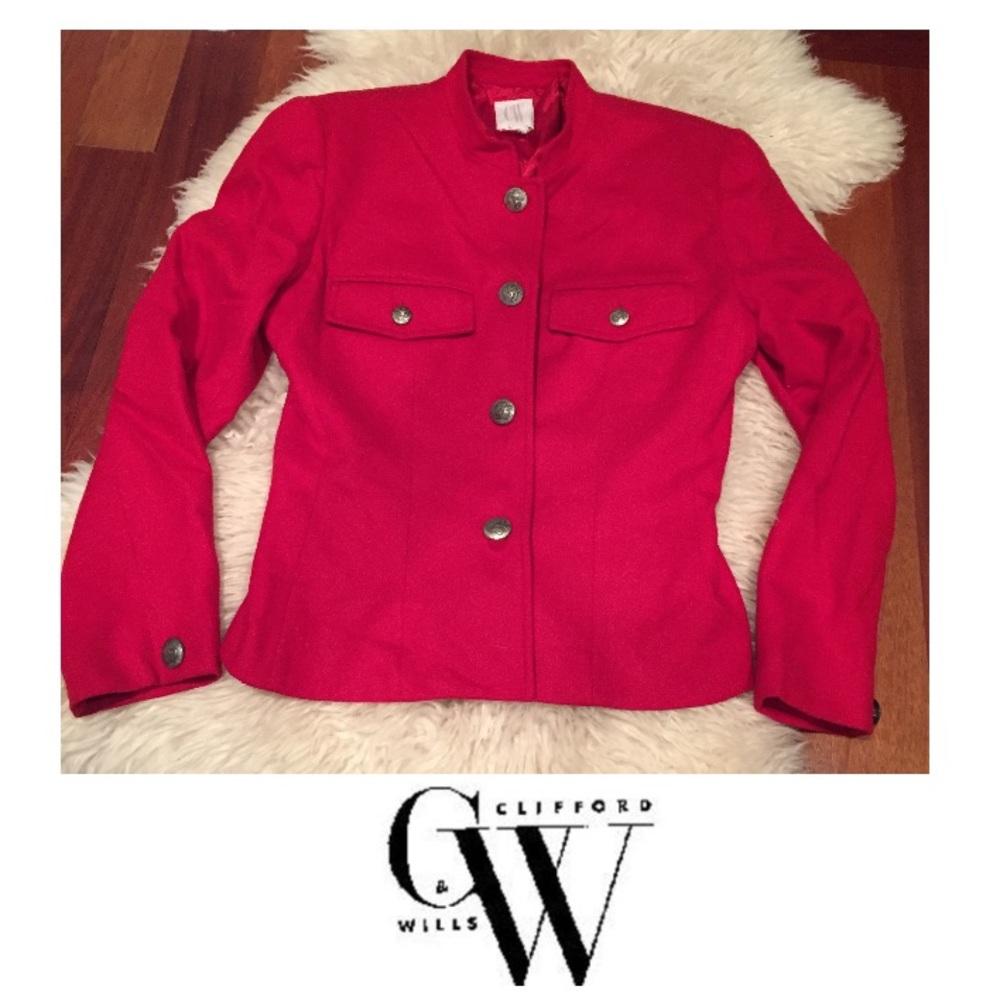 CW Clifford & Wills Women's Red Wool Blazer